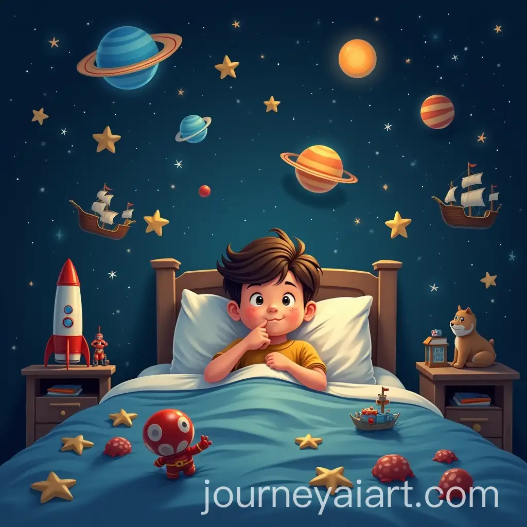 Cozy-Bedtime-Scene-with-Dreamy-Stars-and-Toys