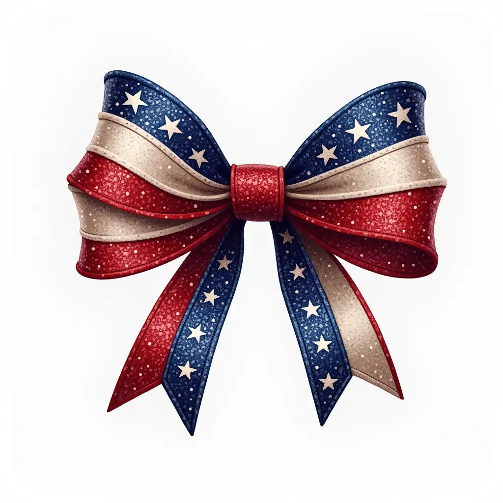 Red-White-and-Blue-Glitter-Bow-with-Star-Print-in-Retro-Patriotic-Style-Clipart