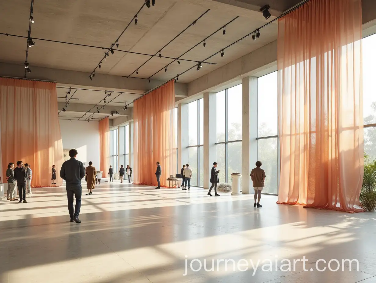 Light-and-Airy-Exhibition-Space-with-Sheer-Curtains-and-Fashionable-People