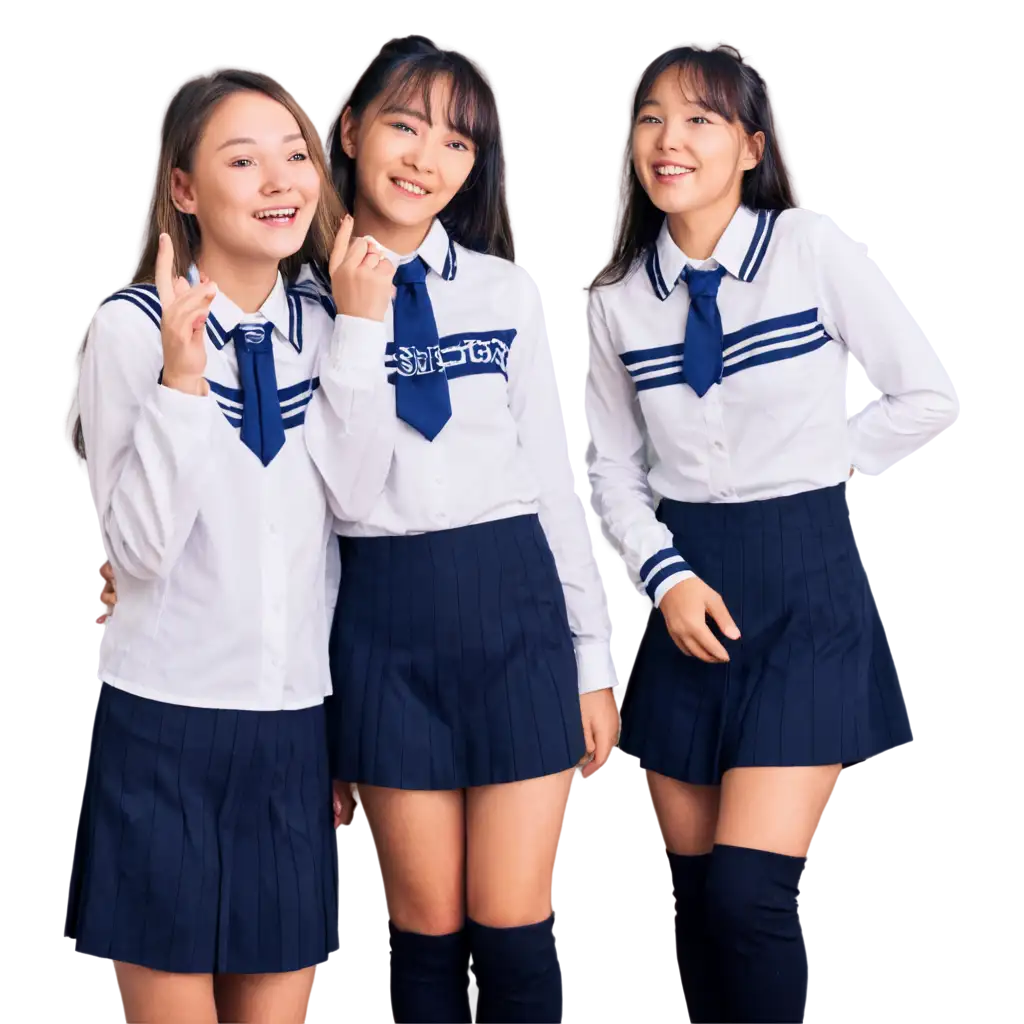 Nostalgia-PNG-Image-Featuring-Teenagers-in-High-School-Uniforms-Laughing-and-Smiling