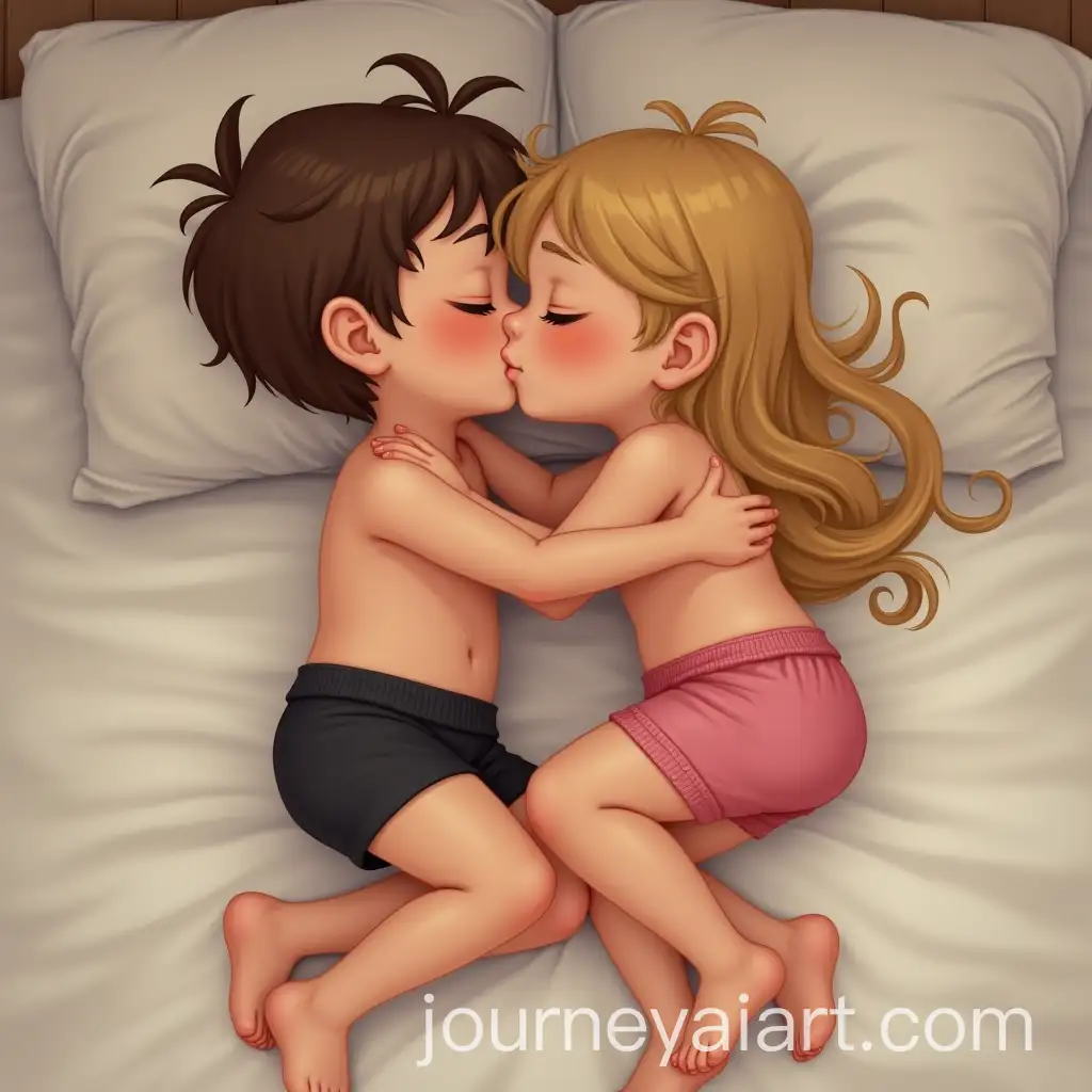Young-Children-Sharing-a-Sweet-Moment-in-Bed