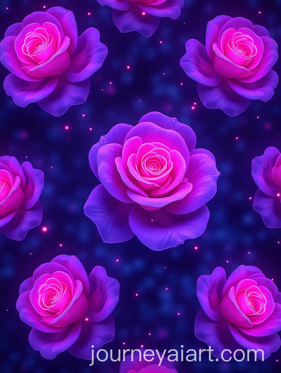 Neon-Lavender-and-Fuchsia-Rose-Pattern-on-Dark-Violet-Background