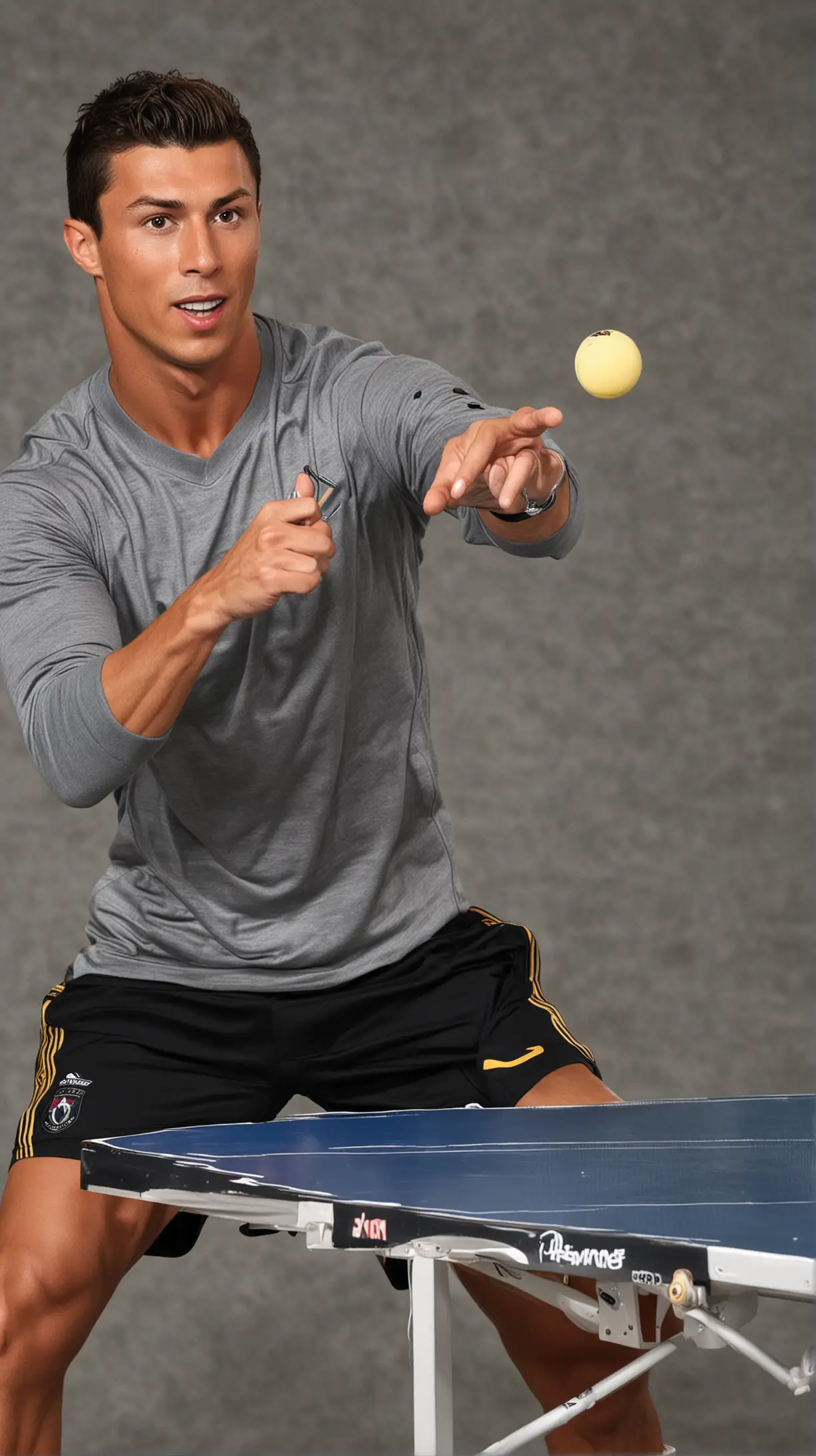 Cristiano Ronaldo Playing Table Tennis in Action