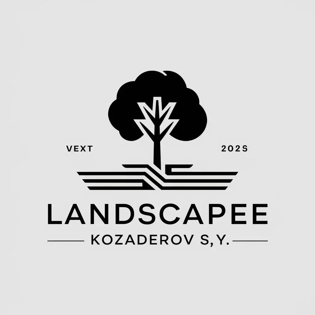 a vector logo design,with the text "landscape Kozaderov S.Y.", main symbol:Tree,Moderate,be used in Construction industry,clear background