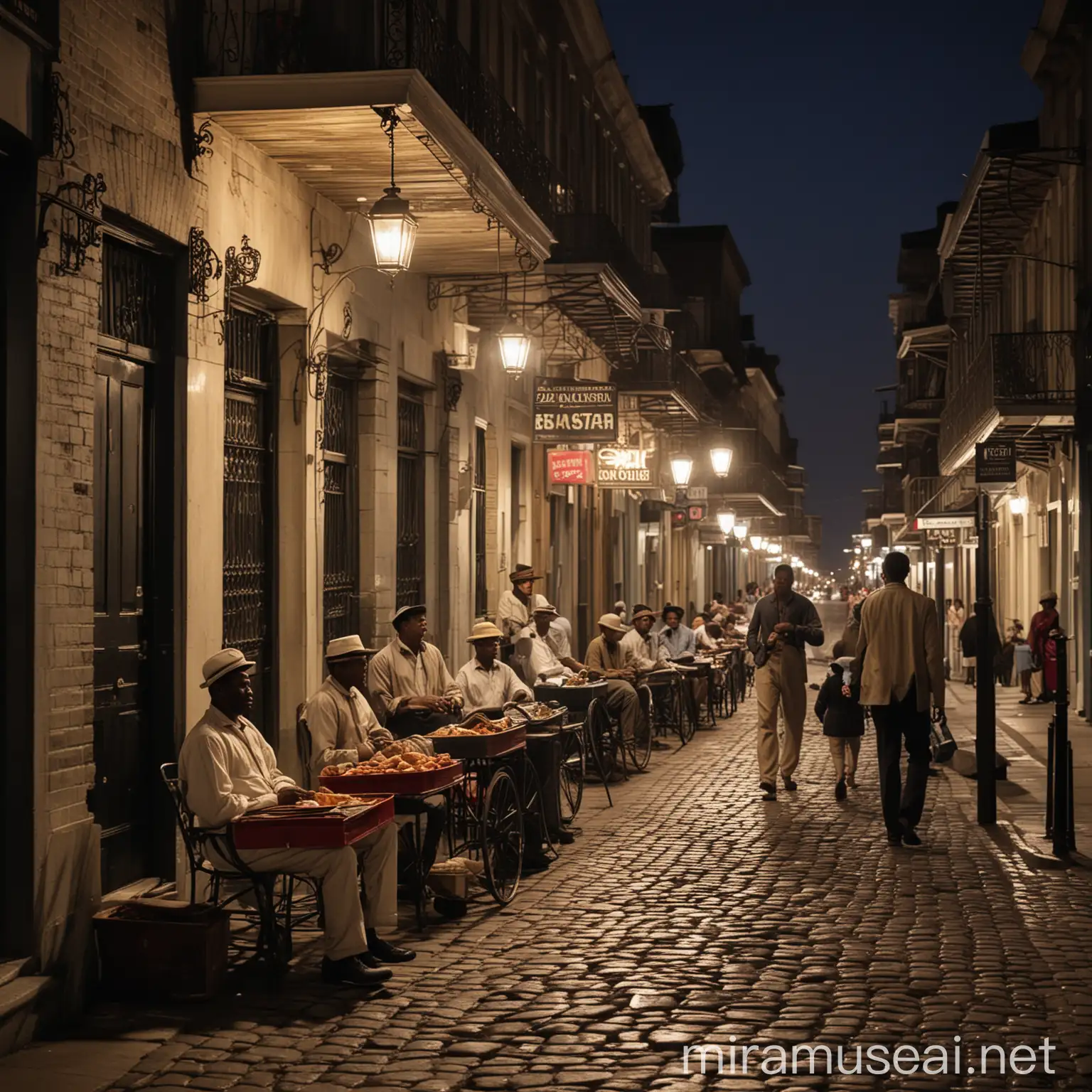 Gaslit Cobblestone Streets of 1860s New Orleans