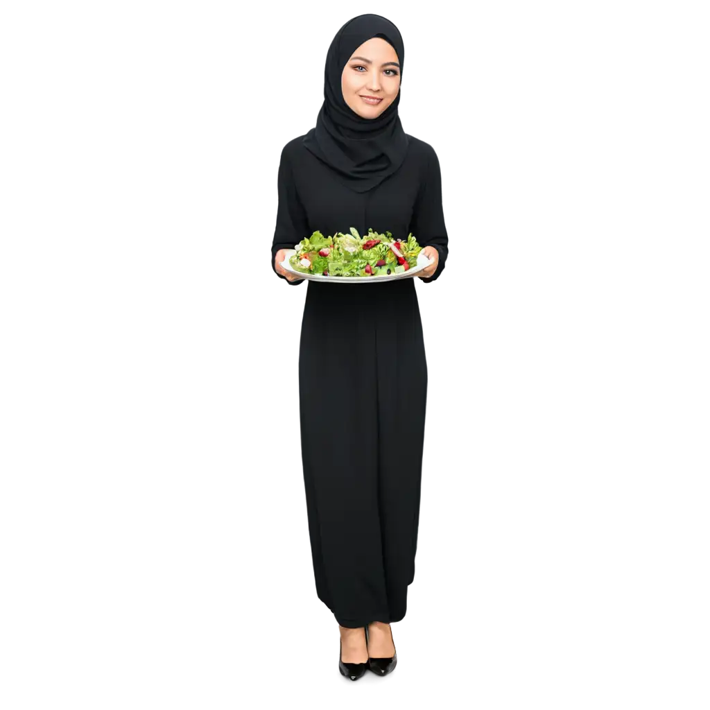 Explore-the-Vibrancy-of-Hijab-Eat-Salad-PNG-Image-Enhance-Clarity-and-Quality