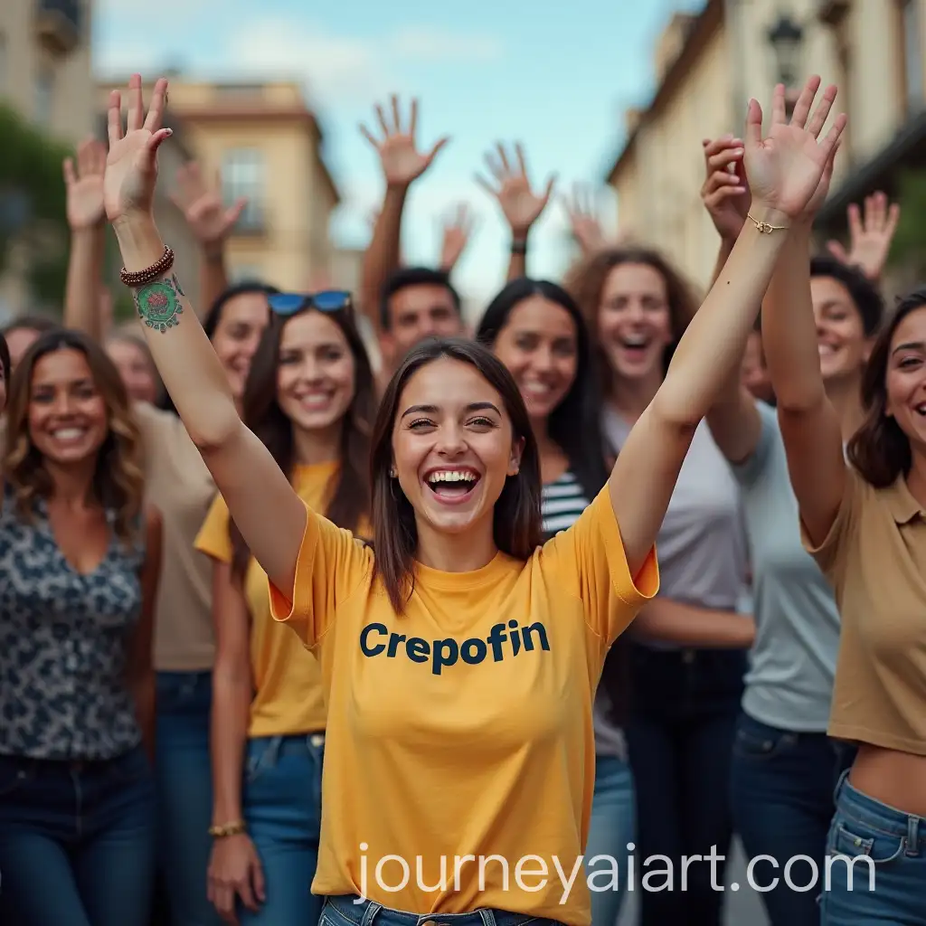 Group-of-Happy-Mexican-Men-and-Women-Celebrating-Economic-Achievement-with-Young-Woman-Wearing-Crepofin-Tshirt