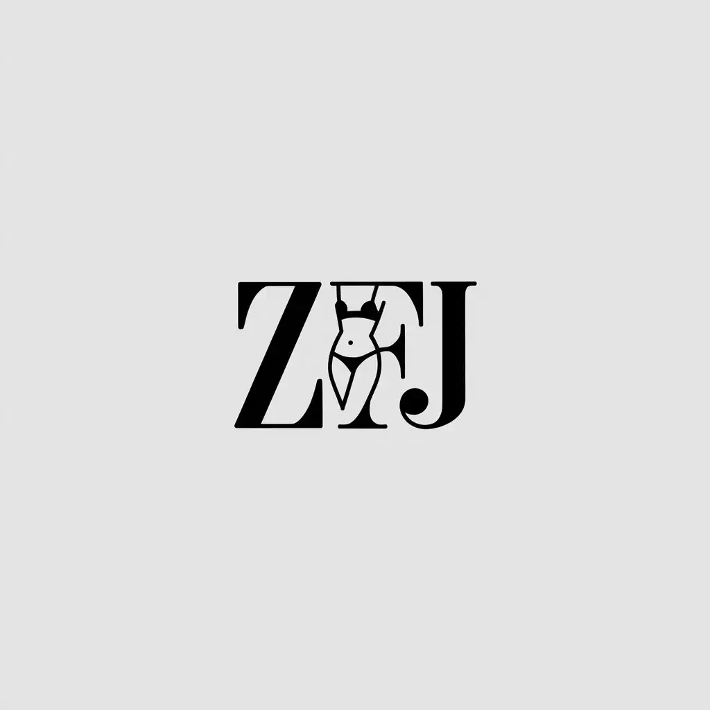 a vector logo design,with the text "ZFJ", main symbol:female attractive lingerie,Minimalistic,clear background