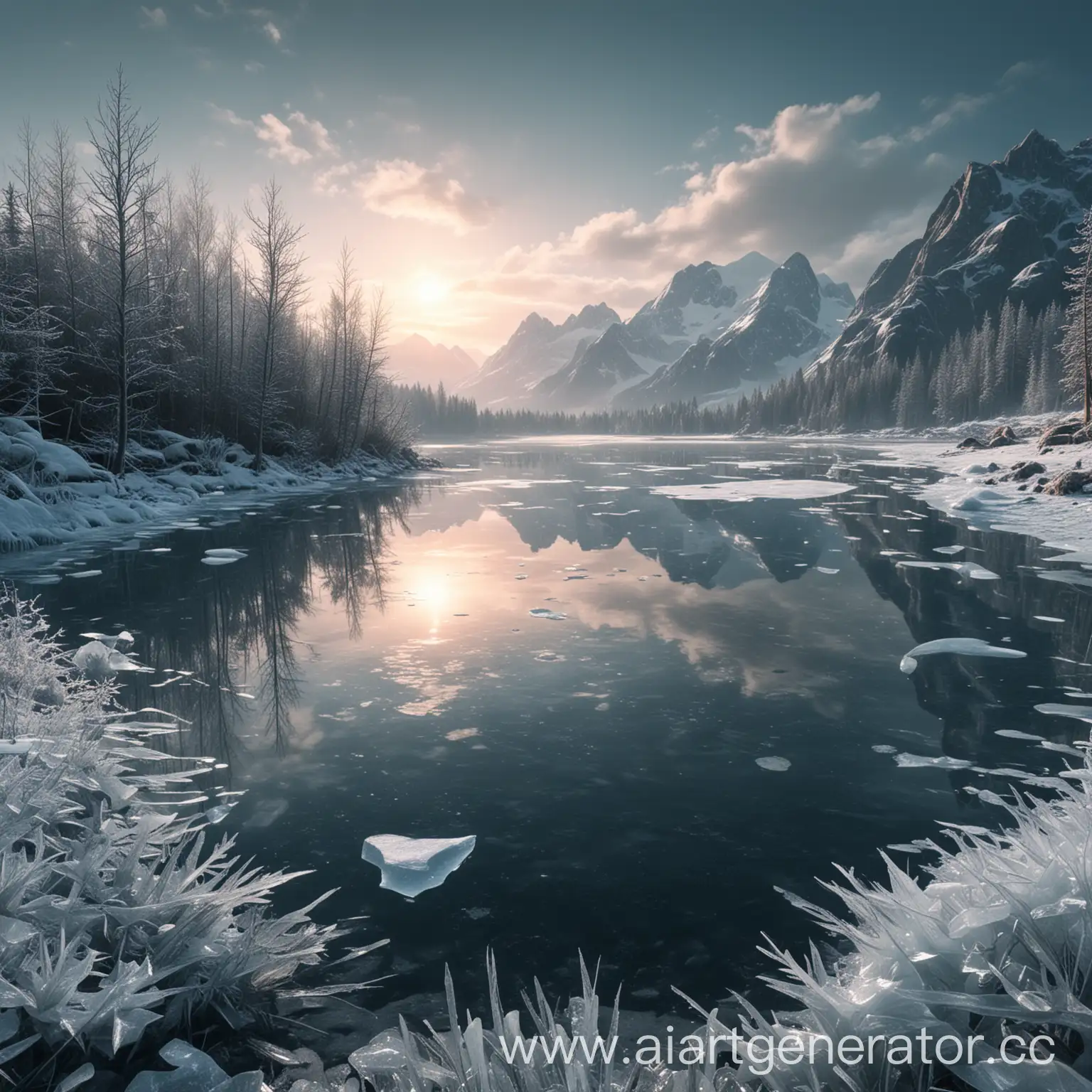 Fantasy-Scene-Icy-Lake-with-Mystical-Aura