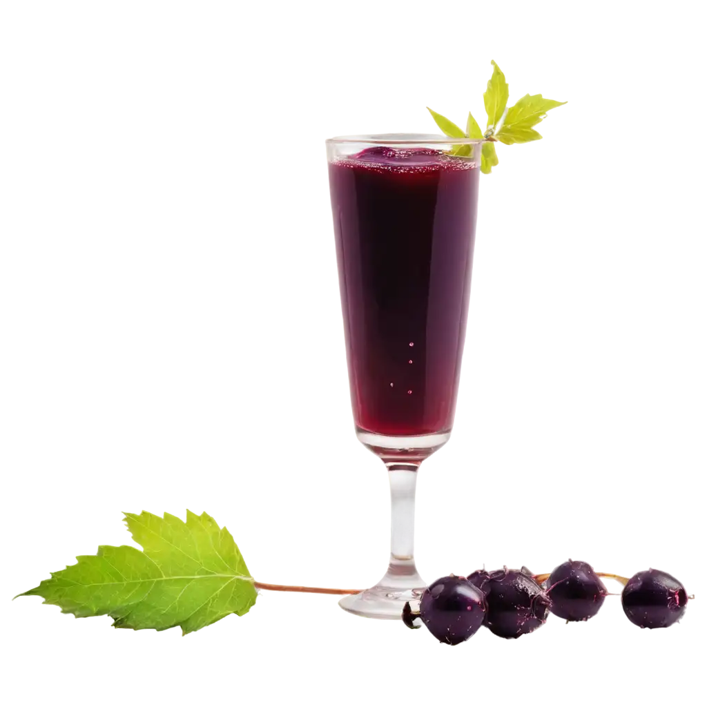 Elegant-Currant-Liqueur-PNG-with-Fresh-Berries-and-Leaves-for-HighQuality-Visual-Appeal