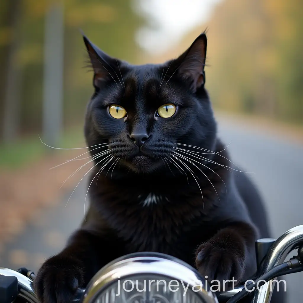 BlackFurred-British-Shorthair-Cat-Riding-a-Motorcycle