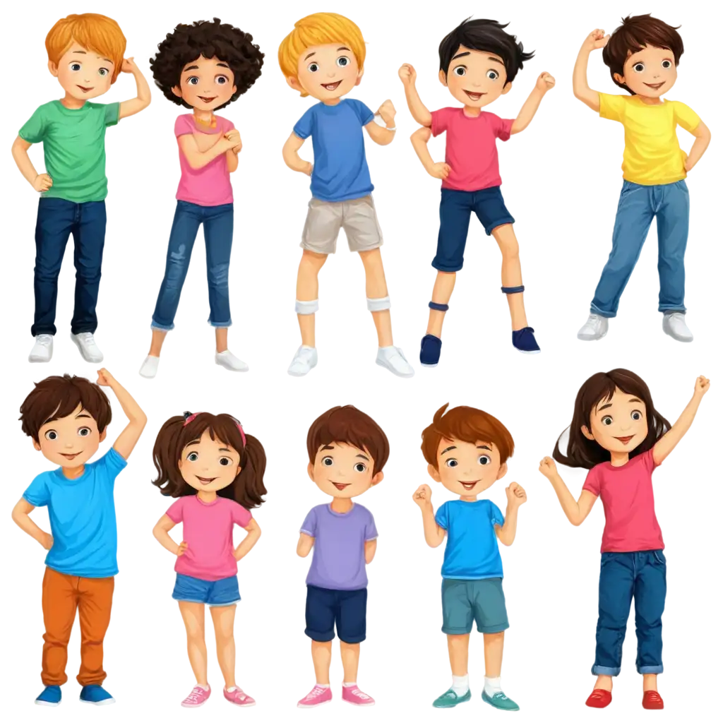 Boys-and-Girls-Kids-in-Different-Poses-PNG-Image-Creative-Art-for-Diverse-Illustrative-Needs