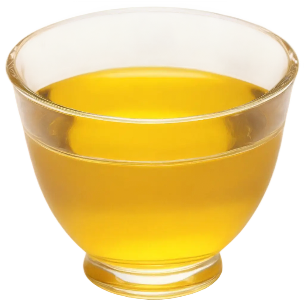 Vibrant-Yellow-Oil-in-a-Glass-Bowl-HighQuality-PNG-Image-with-Glossy-Texture-and-Detailed-Reflection