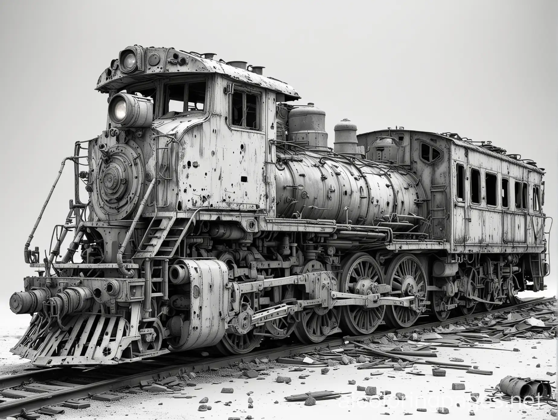 Post-Apocalyptic-Cyberpunk-Abandoned-Locomotive-Coloring-Page