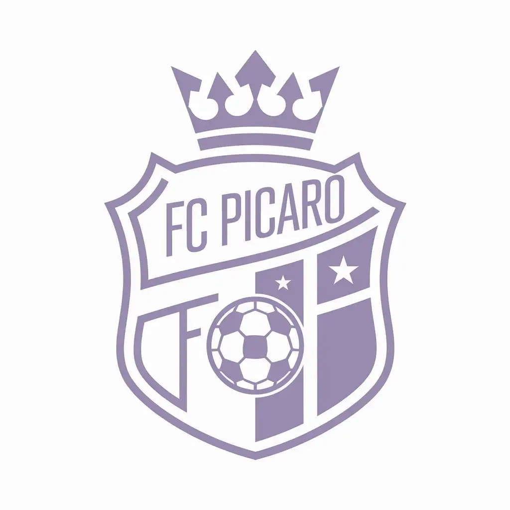 LOGO Design for FC Picaro Soccer Badge Shield with Crown and Lavendar and White Theme