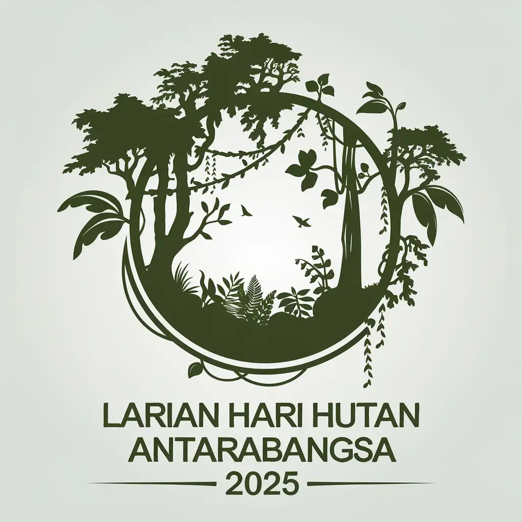 LOGO Design for LARIAN HARI HUTAN ANTARABANGSA 2025 Rainforest Theme with Clear Background