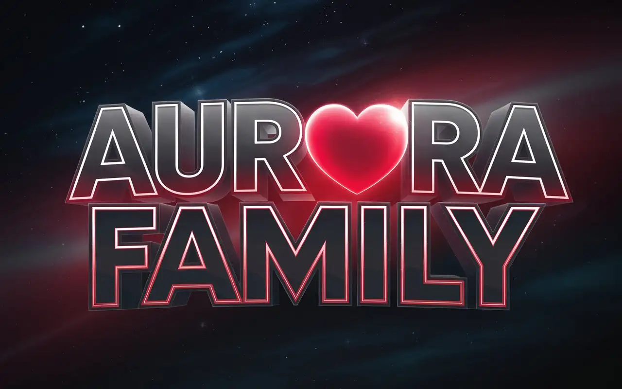 aurora family text 3d red and black


