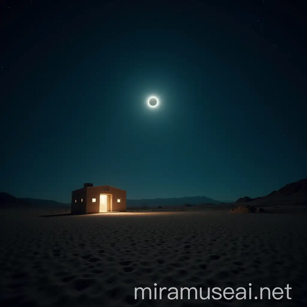 Mysterious UFO Over an Abandoned Haunted Desert at Night