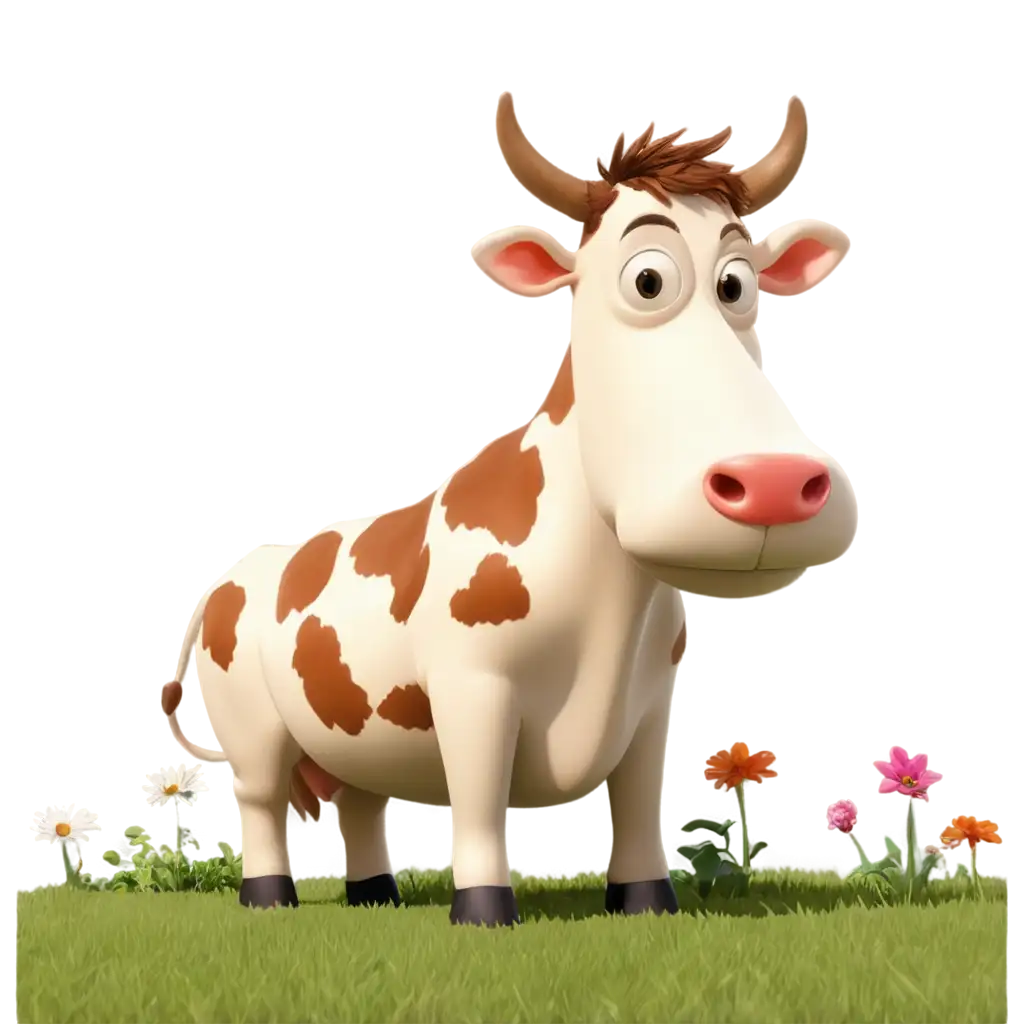 Cow-in-the-Garden-Eating-Something-Cartoon-PNG-Image-for-Versatile-Uses