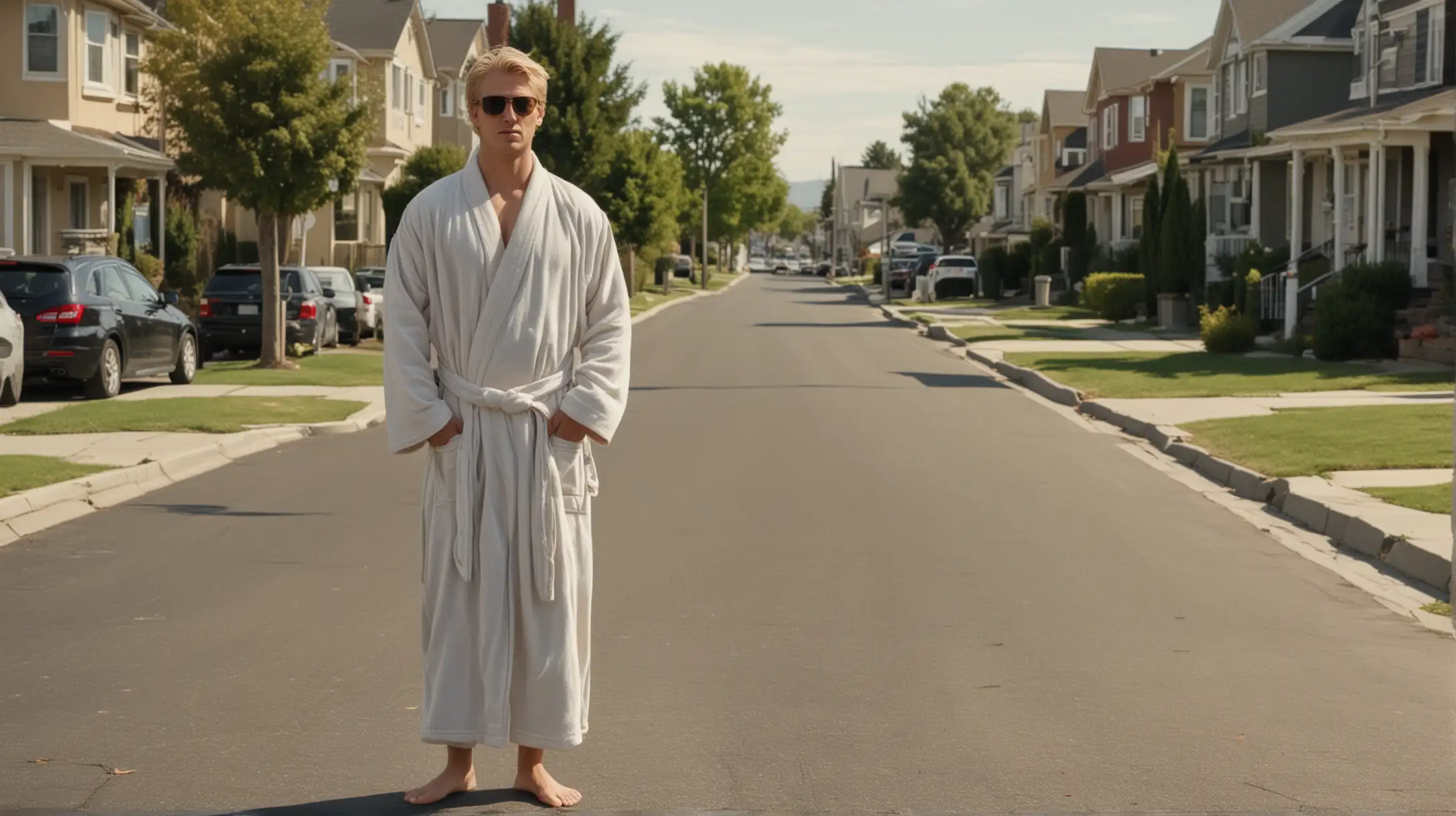 Confident Man Doing Karate in Suburban Street