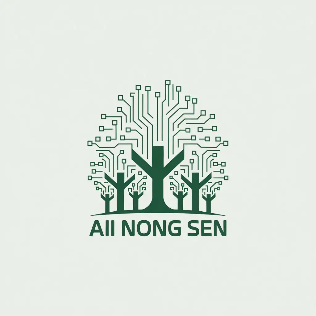 a vector logo design,with the text "ai nong sen", main symbol:forest/fields,Moderate,be used in Technology industry,clear background