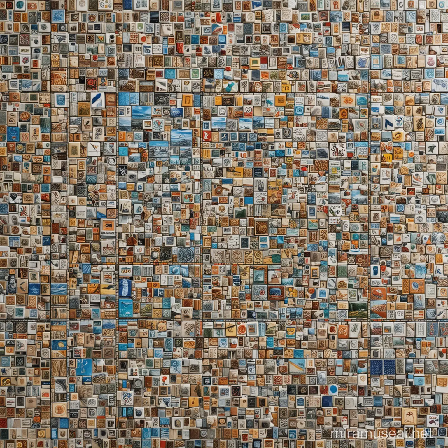 Collage of Life in Tiny Tile Mosaic Format