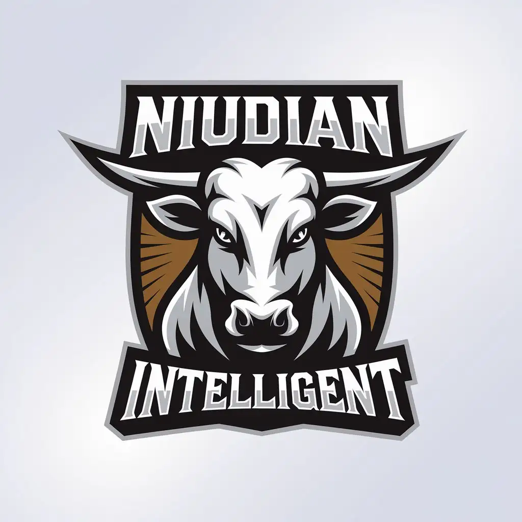 LOGO Design for NIUDIAN INTELLIGENT Cow Symbol with Clear Background and Modern Style