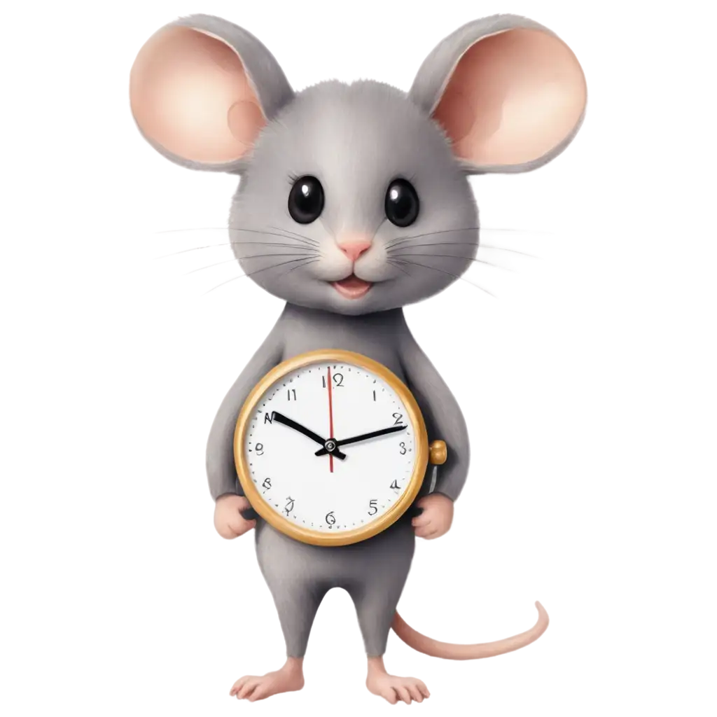 Grey-Little-Mouse-with-Watches-PNG-Image-Perfect-for-Creative-Designs-and-Illustrations