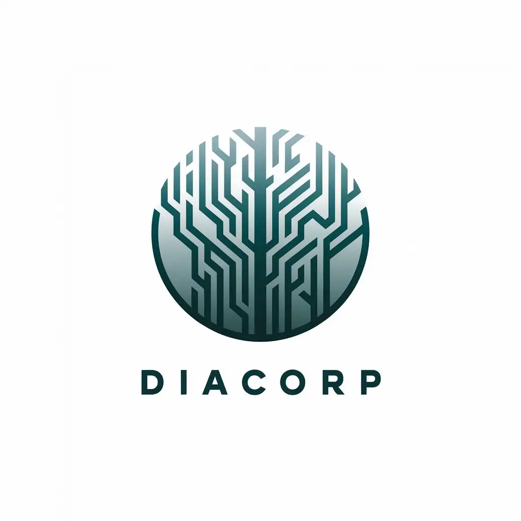 a vector logo design,with the text "DIACORP", main symbol:foggy forest,complex,be used in Travel industry,clear background