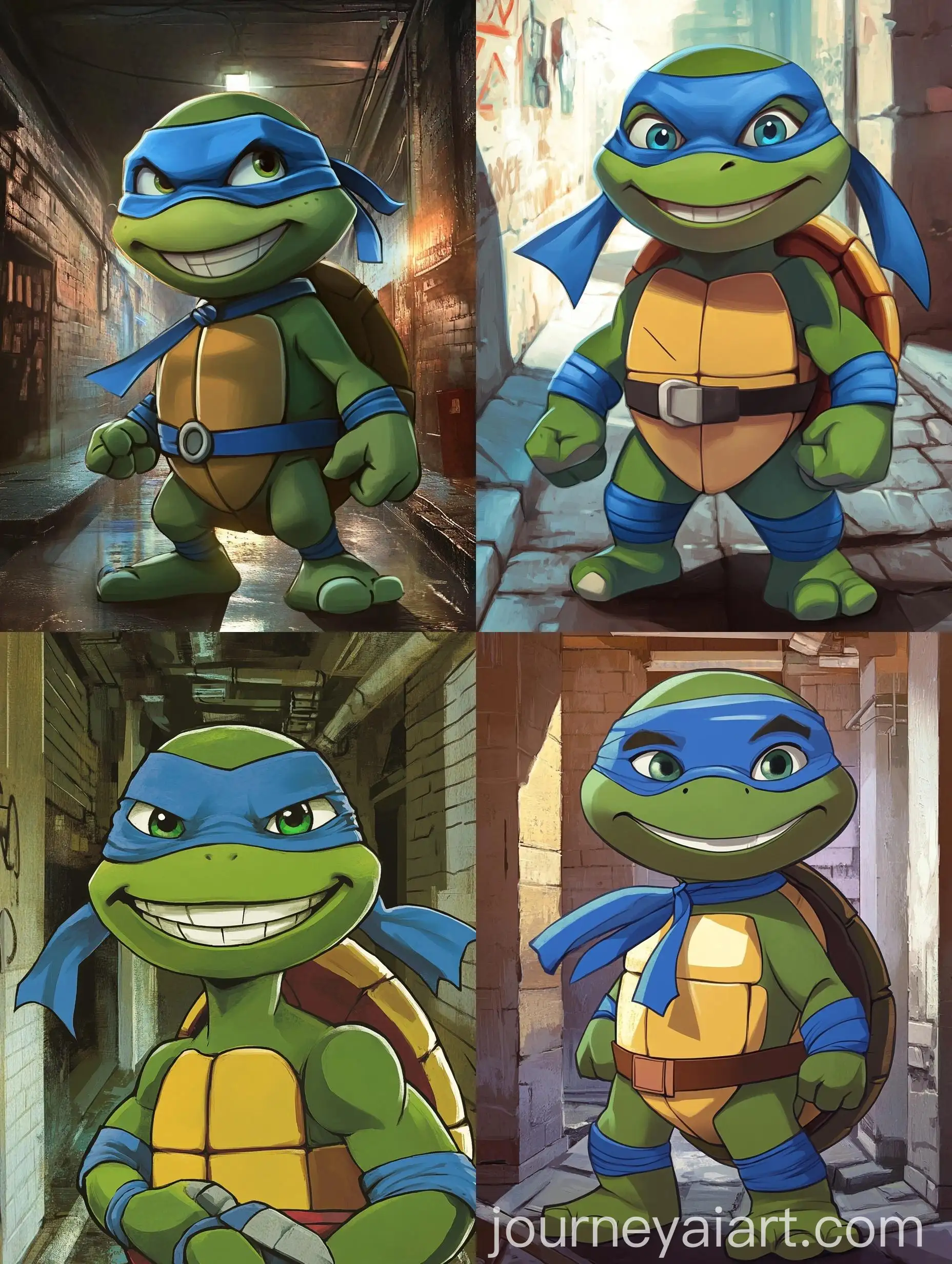 Young-Leonardo-Ninja-Turtle-Smiling-in-Sewer