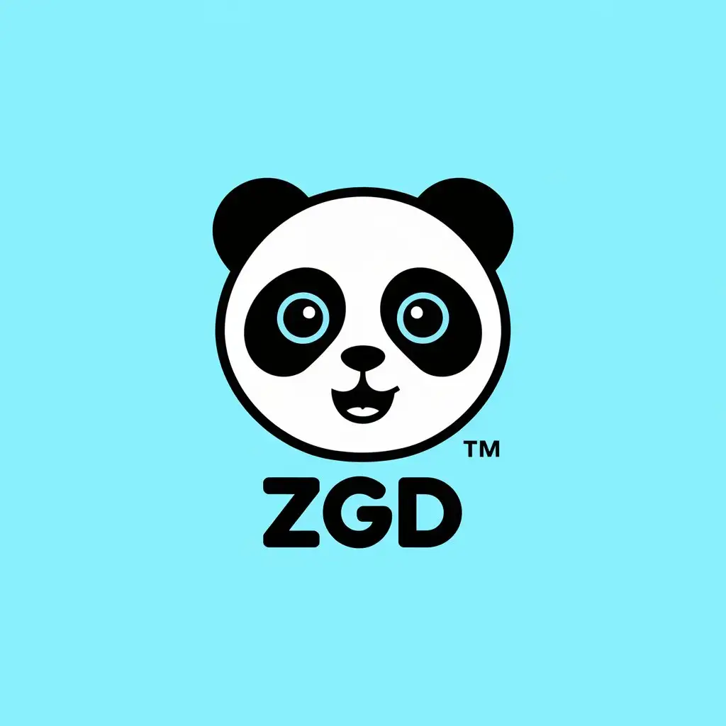 LOGO-Design-for-ZGD-Minimalist-Black-White-Panda-Head-on-Sky-Blue-Background-for-Internet-Industry