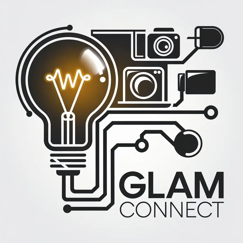 LOGO Design for Glam Connect Fusion of Connection Light Bulb Symbol for Internet Industry