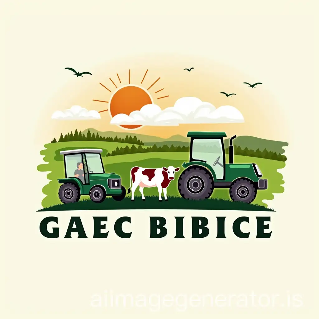 Farm-Logo-Featuring-Cows-and-Tractors-for-GAEC-BIBICE