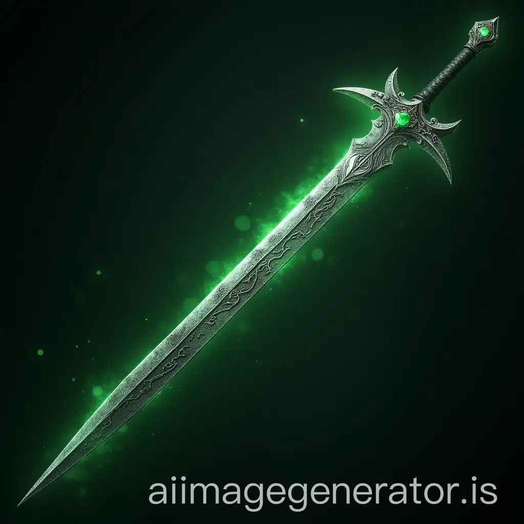 Medieval-Longsword-with-Green-Glowing-Celtic-Runes-and-EmeraldInlaid-Handle