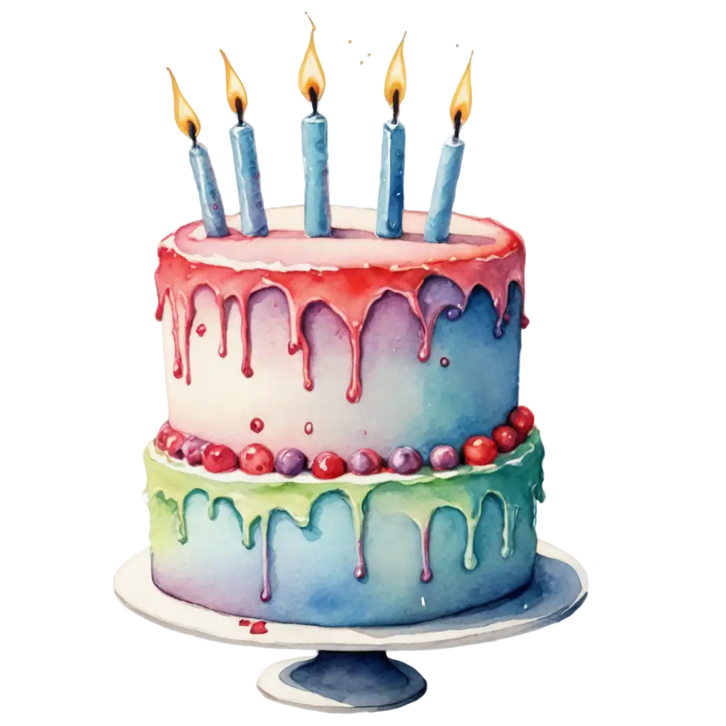 Watercolor-Birthday-Cake-PNG-HighQuality-Versatile-Image-for-Celebratory-Designs