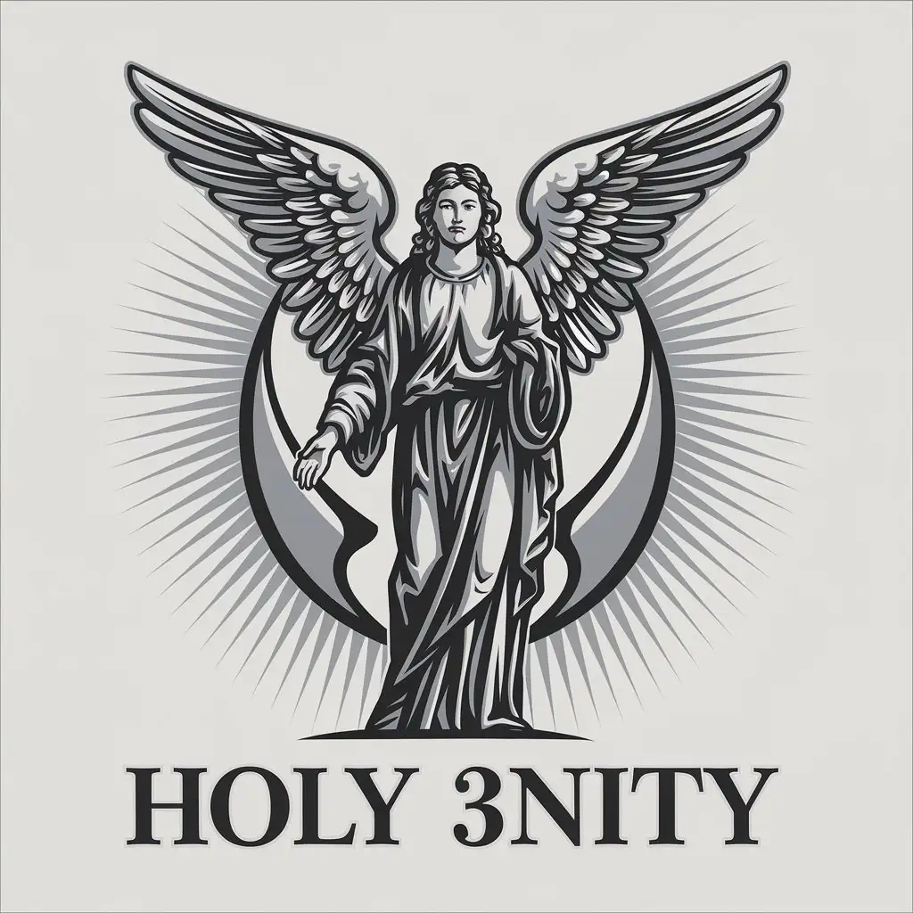 LOGO Design for Holy 3nity Guardian Angel with Black and White Wings on Clear Background