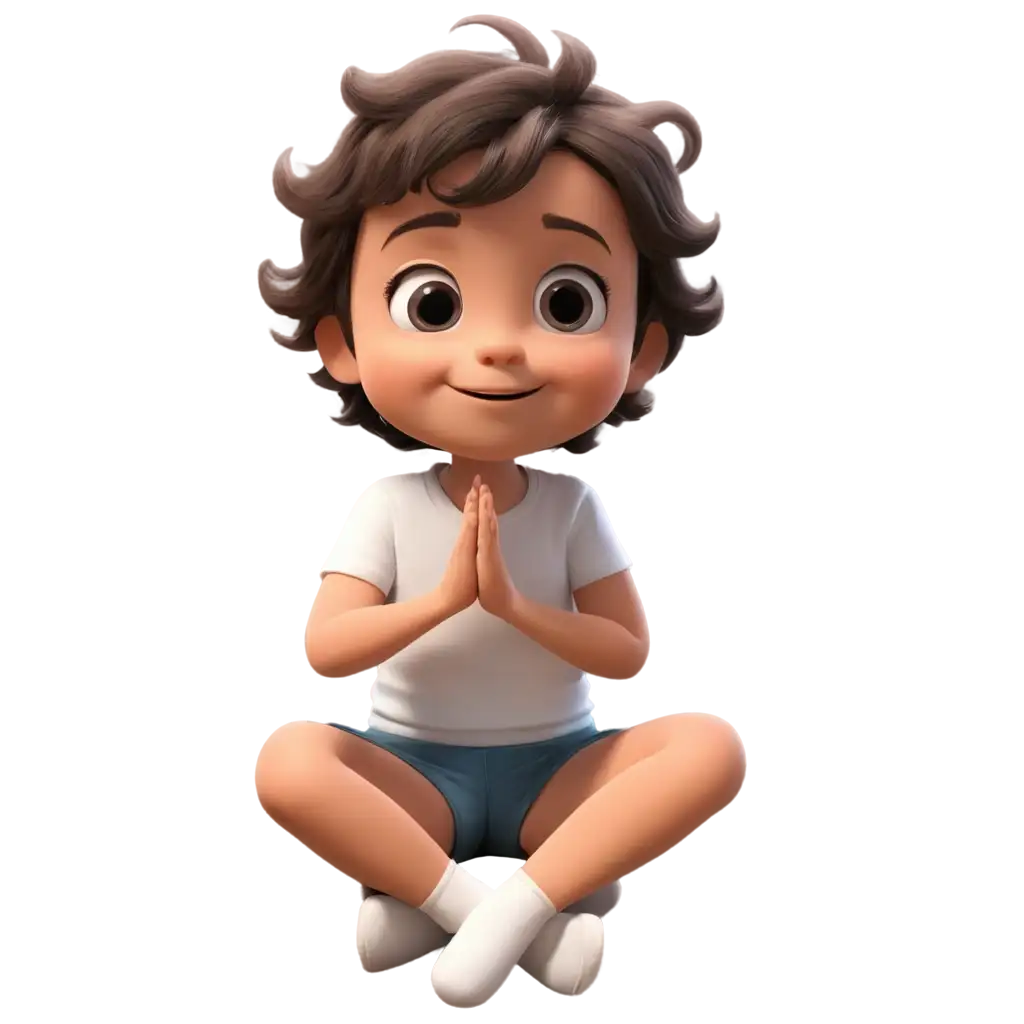 create cartoon child sitting on the floor and clap