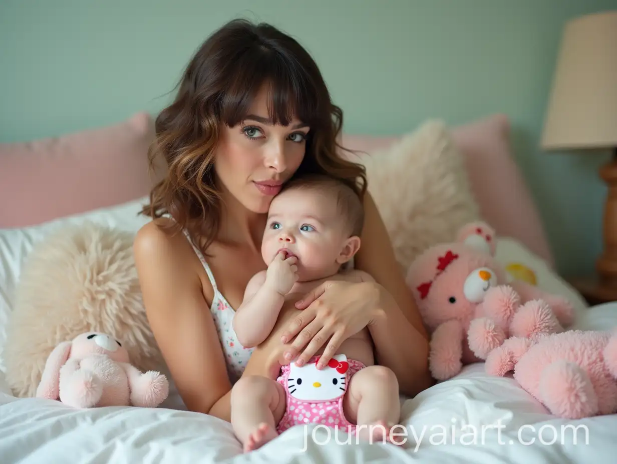 Mom-Cradling-Baby-in-a-Cozy-Pastel-Bedroom-with-Plush-Toys-and-Baby-Essentials