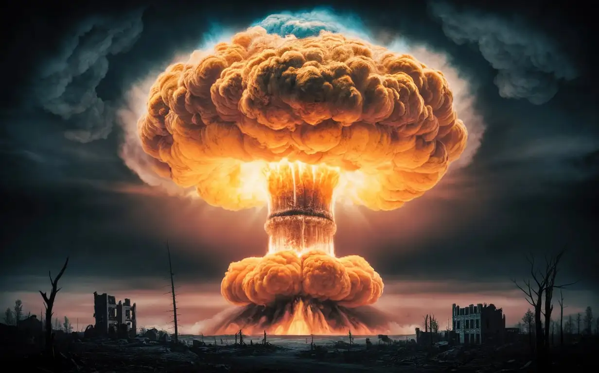 Atomic bomb diffusion creates a mushroom cloud