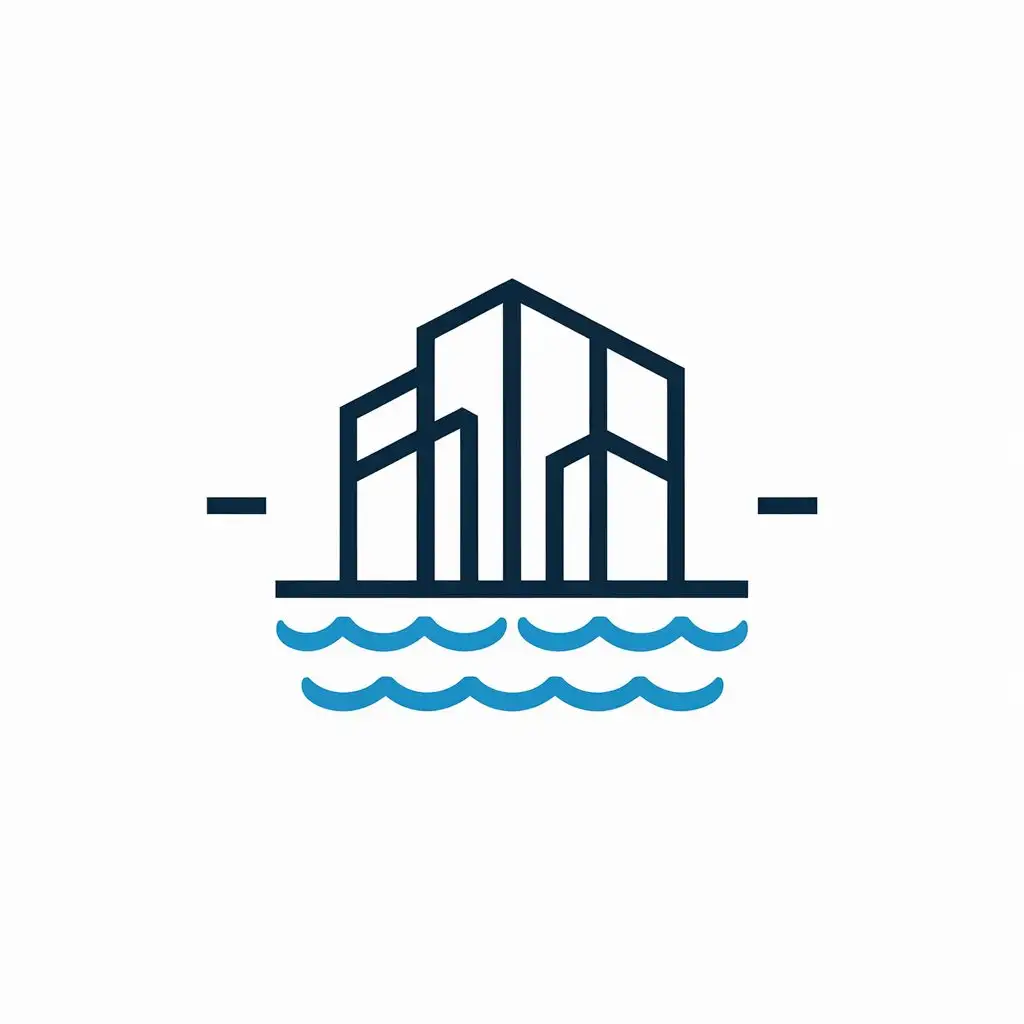 LOGO Design for Residential Building Minimalistic Water Elements with Clear Background