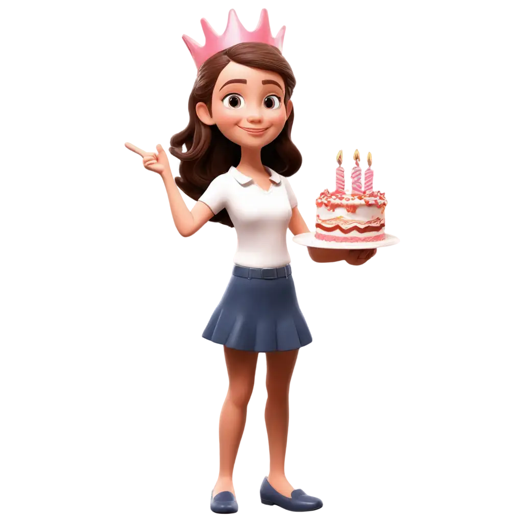 HighQuality-3D-Cartoon-Birthday-Girl-PNG-with-Cake-for-Celebrations