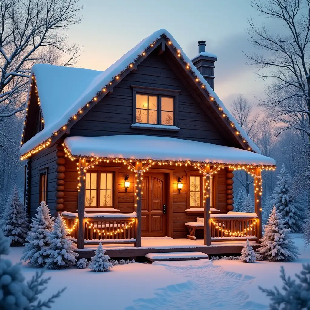 Cozy-Winter-Rustic-House-withCozy-winter-house-scene-Festive-Lighting-and-Snowcovered-Roof