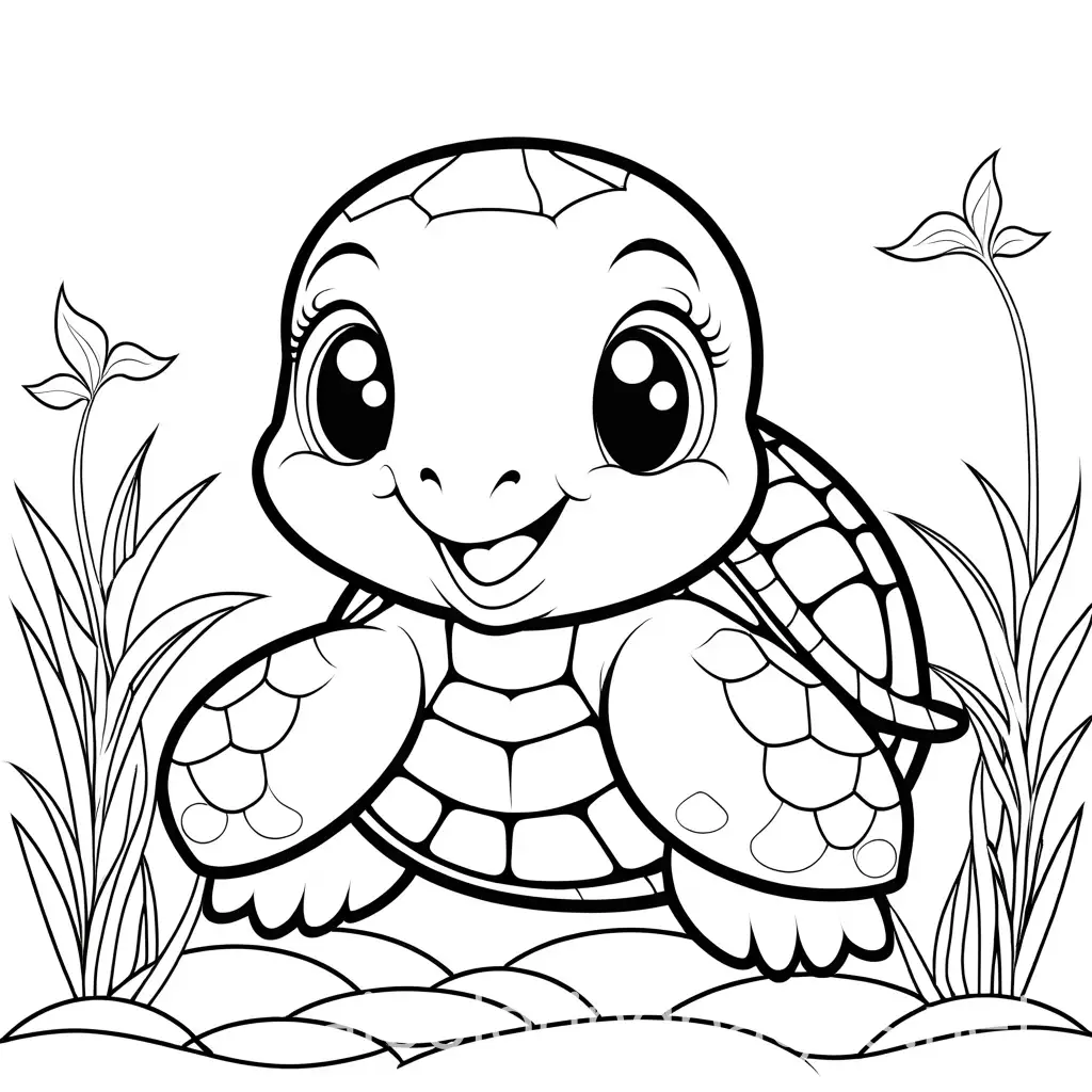 Cheerful-Smiling-Turtle-Coloring-Page-for-Toddlers