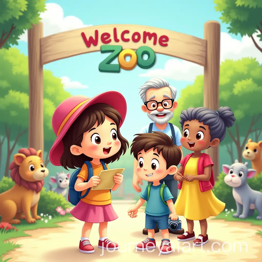 Children-and-Grandparents-Exploring-the-Zoo-withAI-Art-Prompt-Expansion-a-Colorful-Map