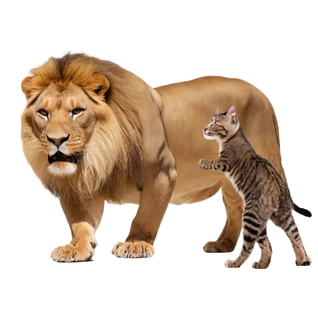 Powerful-Cat-Overcoming-Lion-in-PNG-Image-Dynamic-Animal-Battle-Scene