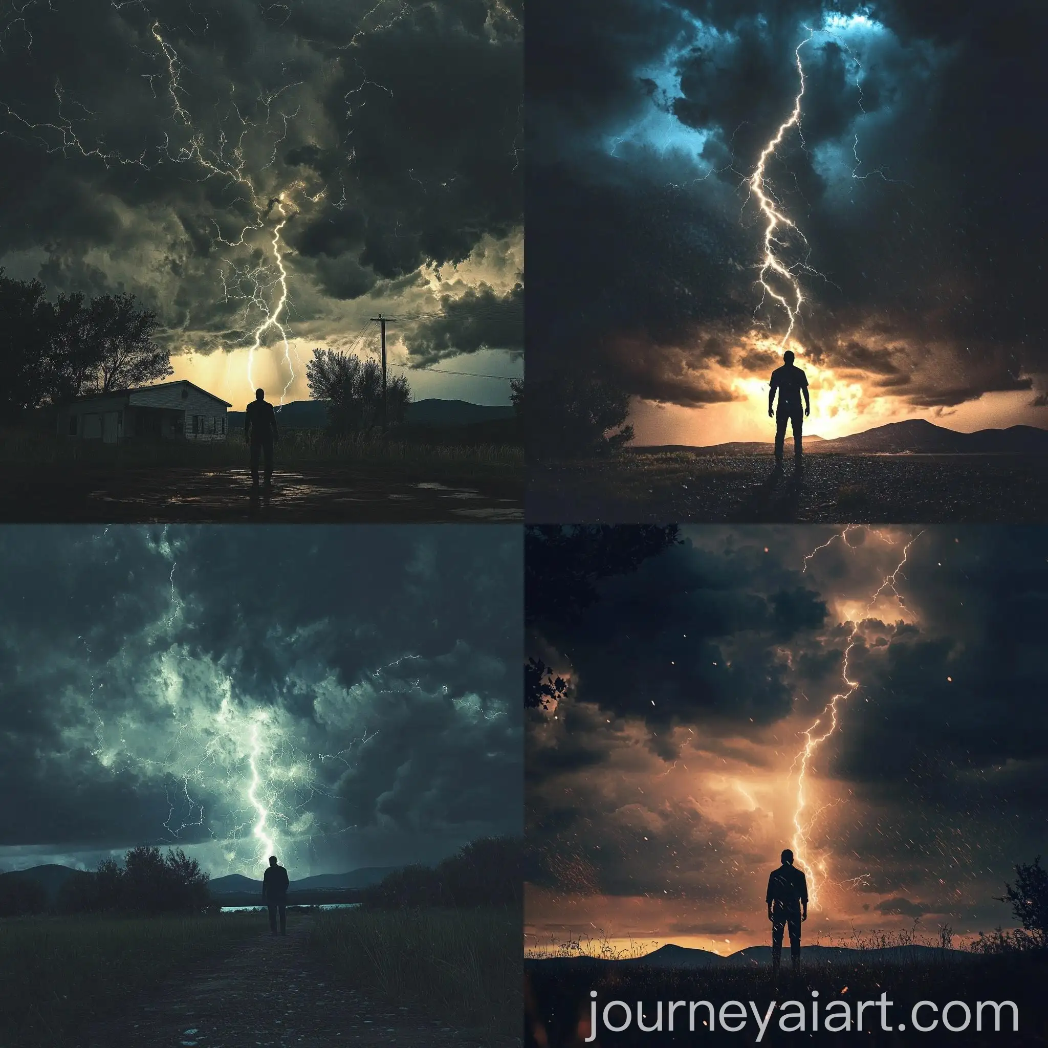 Man-in-Stormy-Night-with-Lightning-and-Tornado