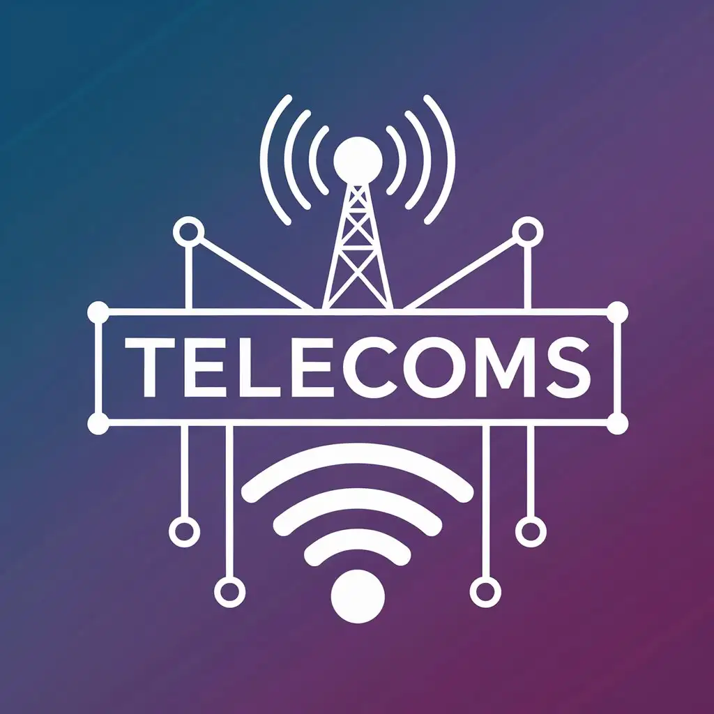 Telecom Logo Featuring Radio Mass and Wireless Signal Connections