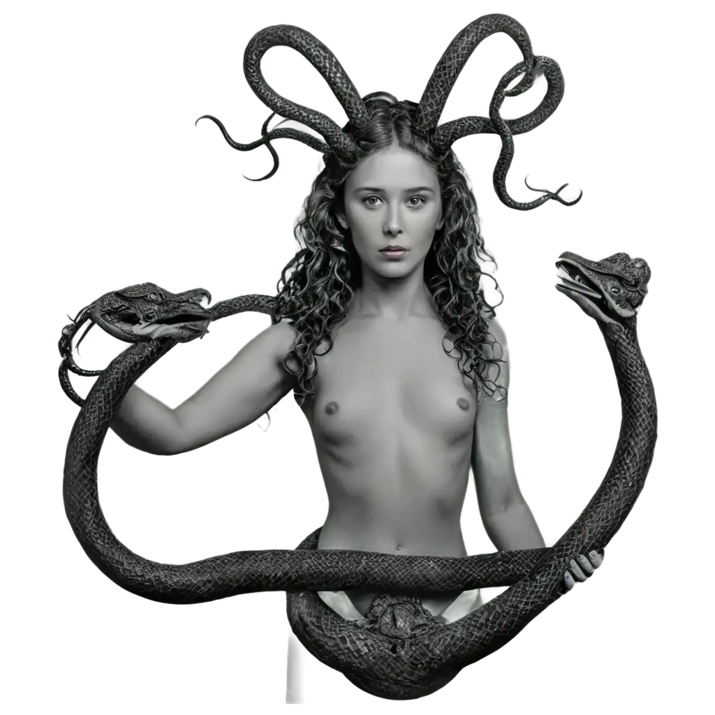 Ethereal-Girl-with-Vulture-Heads-and-Snake-Body-PNG-Image-Modern-Medusa-Concept