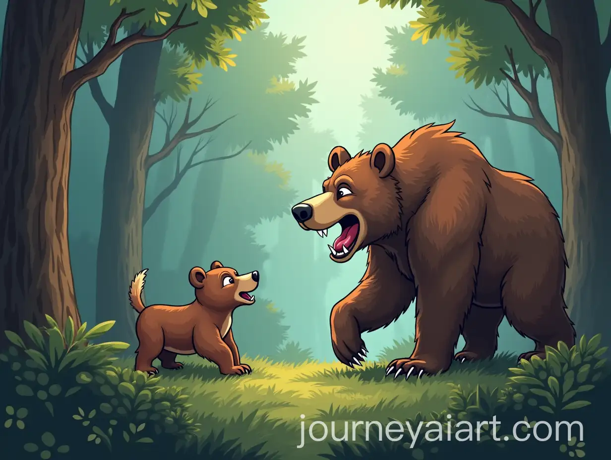 Predator-Engaging-in-a-Dramatic-Hunt-of-a-Bear-in-a-Forest