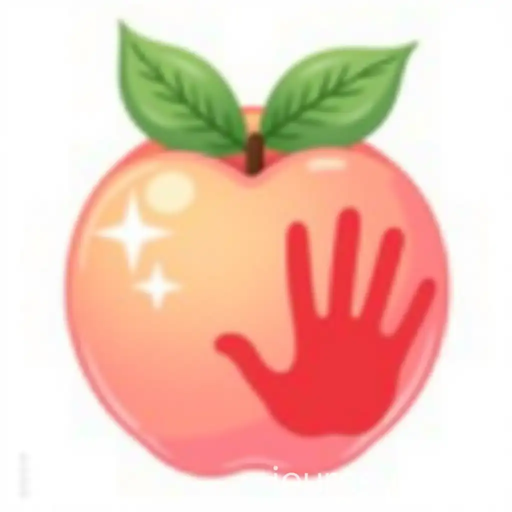 Whimsical-Cartoon-Peach-with-Glossy-Finish-and-Playful-Handprint